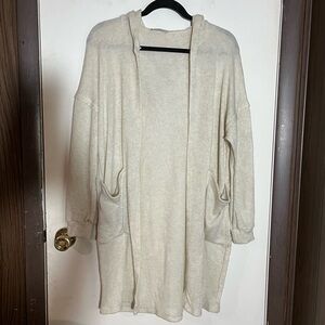 Fashion Nova Cardigan Size XS Hooded Long Open Duster Half Sleeve Acrylic Womens